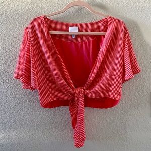 Gingham Tie Front Crop Top